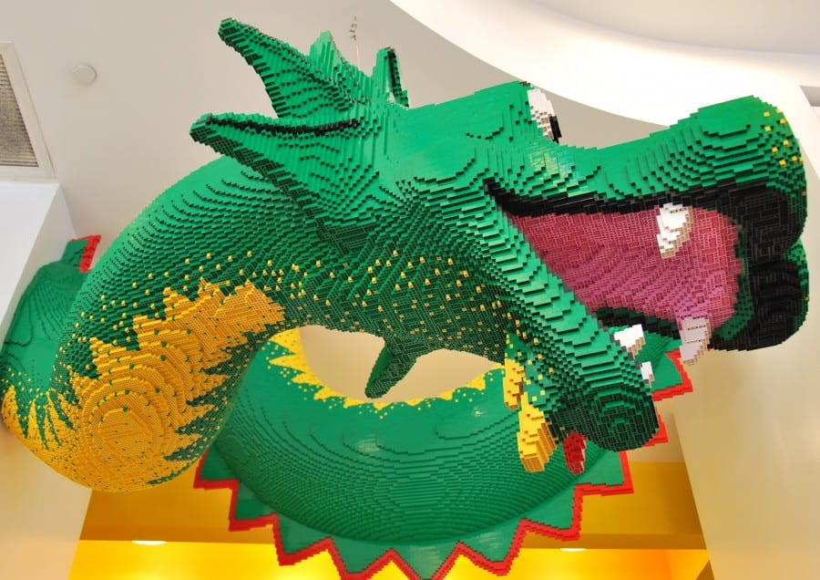 New York with the kids Lego Store dragon
