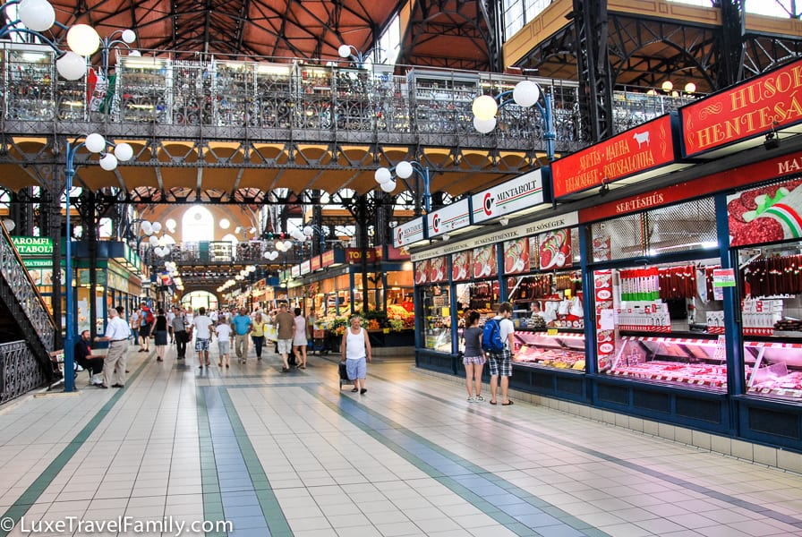 Exploring the main floor of the Central Market Hall in Budapest