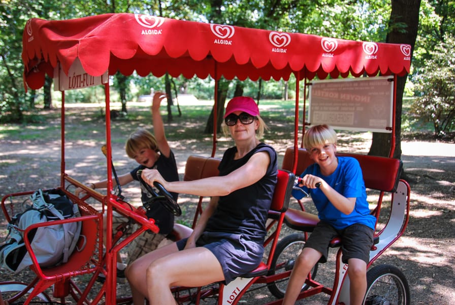 We rented a four-wheel bike to tour Margaret Island, Budapest