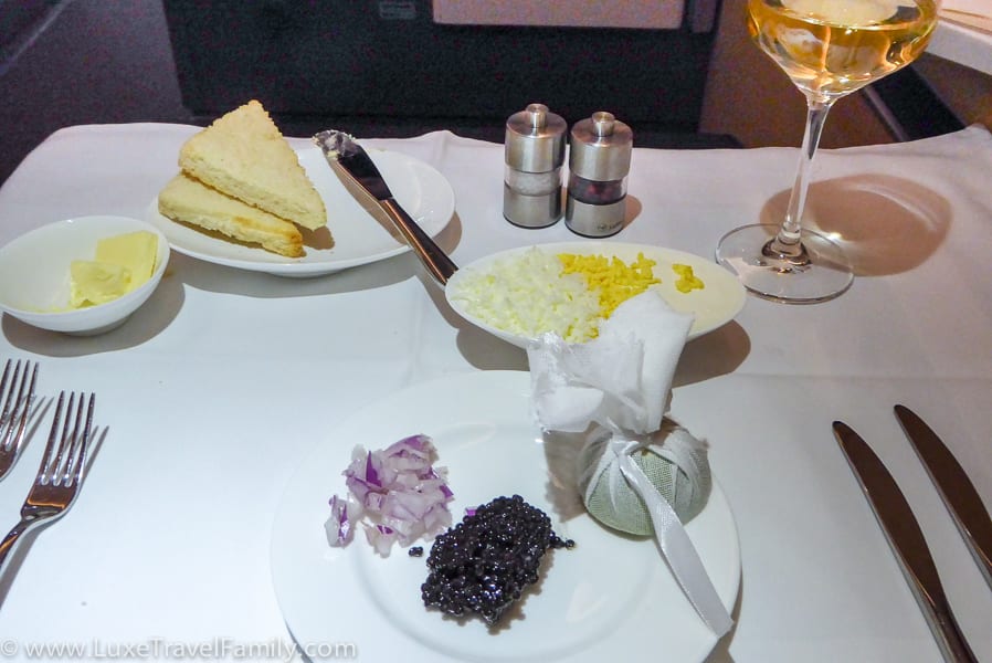 Lufthansa First Class A330 caviar service