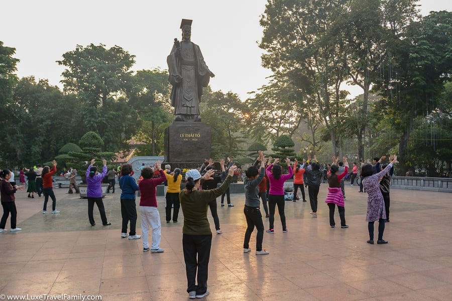 morning tai chi things to do in Hanoi with kids