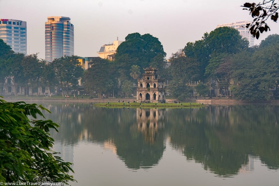 Turtle tower things to do in Hanoi with kids