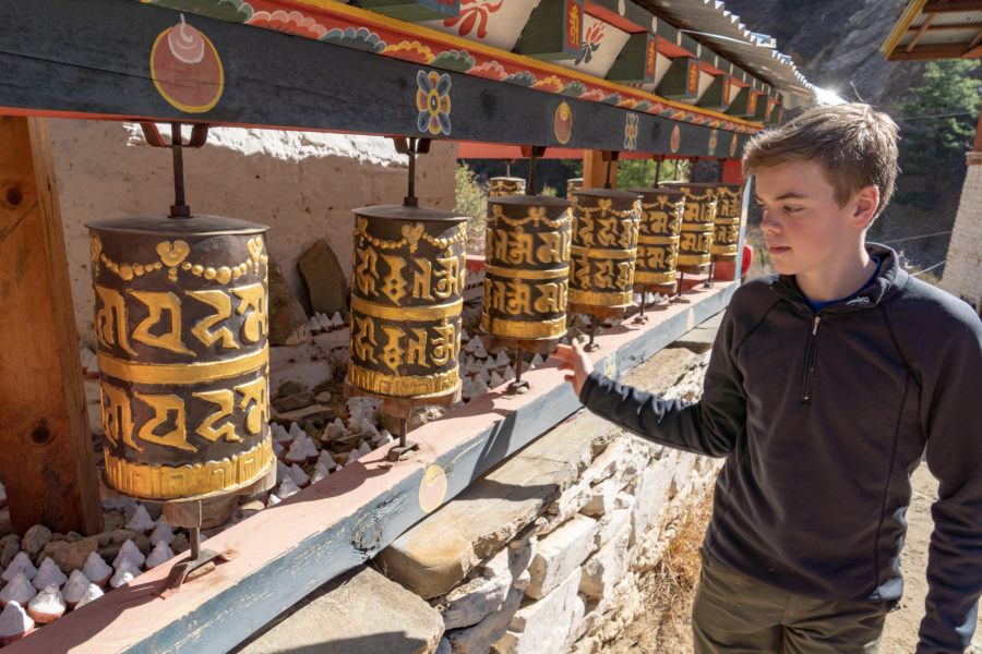 Turn prayer wheels things to do in Bhutan with kids